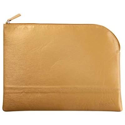 Abbildung von Rhodia 116717C Rhodiarama Reißverschlusstäschchen aus italienischem Kunstleder, Großformat (21x28 cm), Gold, 1 Stück