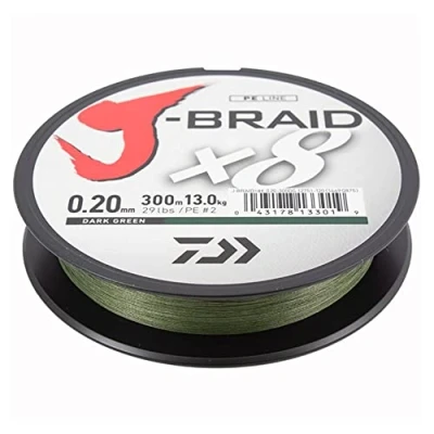 Abbildung von Daiwa J Braid X8 0.20mm 13kg 300m d. green Geflochtene Schnur