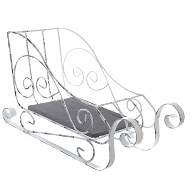 Abbildung von Spetebo Deko Schlitten aus Metall und Holz ca. 36 cm weiß Weihnachtsdeko Tischdeko Fensterdeko