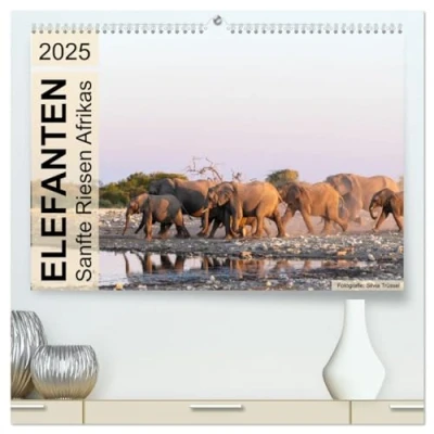 Abbildung von Elefanten Sanfte Riesen Afrikas (hochwertiger Premium Wandkalender 2025 DIN A2 quer), Kunstdruck in Hochglanz