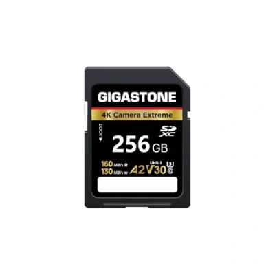 Abbildung von GIGASTONE A2 V30 SDXC Speicherkarte 256GB, 4K Extreme Serie, 160 MB/s, Canon Nikon Sony Panasonic U3 UHS I Klasse 10 für UHD Video. 1 Mini Tasche