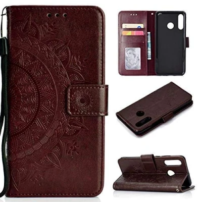 Abbildung von CoverKingz Schutzhülle kompatibel mit Huawei P30 Lite Handycover Kartenfach Schutztasche Wallet Flip Case klappbar Braun