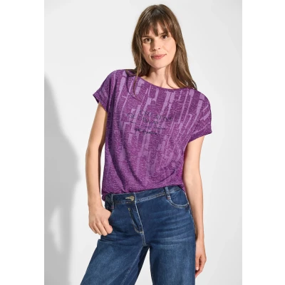 Abbildung von Cecil MIT Burnout Tshirt print, Damen, Größe: Small, Lila