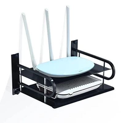 Abbildung von HNVNER Projektor Wand Regal, Router Ablage, Kabelboxen Halterung Multimedia Wandständer für AV Receiver, Verstärker, DVD Player, Blu Ray Videorekorder (2 Schichten, Klein)