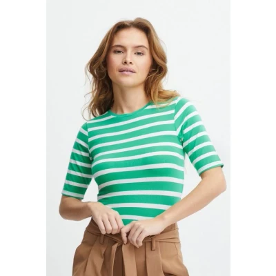 Abbildung von b.young Bypamila Stripe Tshirt print, Damen, Größe: Medium, Ming green mix