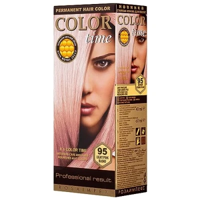 Abbildung von COLOR TIME Permanente Haarfarbe 95 Hellrosablond Angereichert mit Gelée Royale und Vitamin C Haarfärbung 100% Grauabdeckung 100 ml