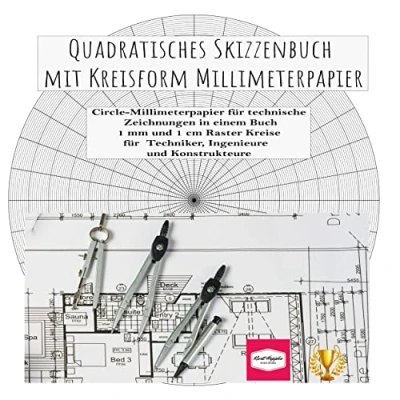 Abbildung von Quadratisches Skizzenbuch mit Kreisform Millimeterpapier: Circle Millimeterpapier für technische Zeichnungen in einem Buch 1 mm und cm Raster Kreise ... Konstrukteure (Zeichnen, Malen, Doodeln)