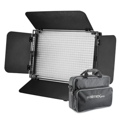 Abbildung von Walimex pro dimmbare LED Flächenleuchte Niova 600 Plus Daylight + Akku Slots I Videoleuchte &amp; Fotolicht 36W, 5600K, 4350LM Studiolicht mobiles Dauerlicht Streaming Licht Fernbedienung uvm.
