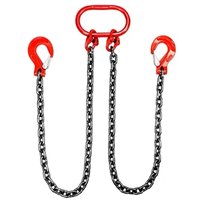 Abbildung von QWORK® 3T hebeschlinge Kettengehänge 1M 2 Strang G80 Manganstahlkette (8mm) Haken aus Hochfestem Legiertem Stahl