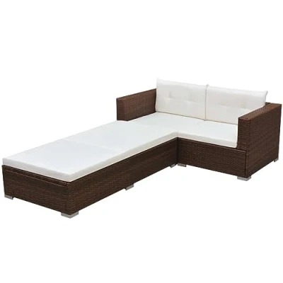 Abbildung von vidaXL Gartenlounge Set 3 tlg. Garten Lounge mit Auflagen Poly Rattan Braun, (3 tlg)