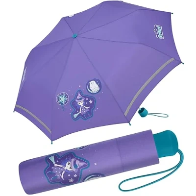 Abbildung von Scout Taschenregenschirm Purple Magic Mini Kinderschirm, extra leicht für Kinder gemacht, reflektierend und bedruckt