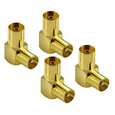 Abbildung von POPPSTAR 4X Antennen Winkeladapter (90 Grad gewinkelt) (IEC Antennenstecker auf Buchse) Winkelstecker für Antennenanschlüsse, Radio, vergoldet