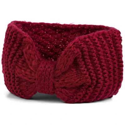 Abbildung von styleBREAKER Damen Strick Stirnband mit Schleife, Reiskorn Muster, Winter Haarband, Headband 04026006, Farbe:Bordeaux Rot
