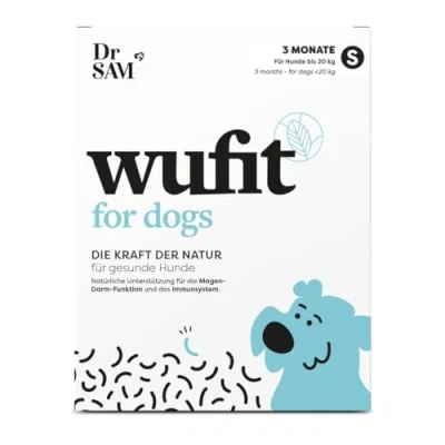 Abbildung von Dr. SAM wufit Dogs Wurmkur sekundierende Tabletten für Hunde, 100% pflanzlich, als Unterstützung der natürlichen Magen Darm Funktion, Hunde unter 20kg (3 Monatspackung)