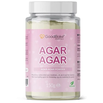 Abbildung von GoodBake Agar veganes pflanzliches Geliermittel &amp; Verdickungsmittel ersetzt Gelatine zum Andicken, Stabilisieren von Desserts, Cremes uvm