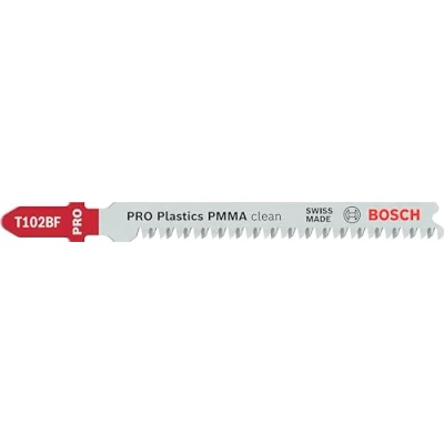 Abbildung von Bosch 2x PRO Plastics PMMA clean T102BF Stichsägeblatt (für Kunststoff, Länge 92 mm, Professional Zubehör Stichsäge)