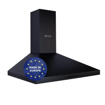 Abbildung von Wiggo Dunstabzugshaube 60cm I Wandhaube für Abluft oder Umluft Dunstabzug 300m3/h mit LED Beleuchtung &amp; 3 Leistungsstufen inkl. Fettfilter 2x Kohlefilter Abzugshaube Schwarz