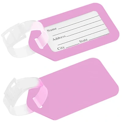 Abbildung von mumbi Kofferanhänger aus Kunststoff, Gepäckanhänger mit Namensschild/Adressschild im 2er Set, rosa
