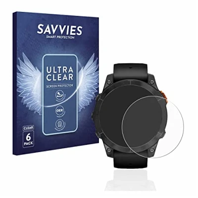 Abbildung von Savvies 6 Stück Schutzfolie für Garmin Fenix 7 Pro Solar (47 mm) Displayschutz Folie Ultra Transparent