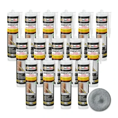 Abbildung von Isolbau Zement Fix 15 x 300 ml Betongrau Express Reperaturmörtel Dichtungsmasse für Fugen &amp; Risse im Innen Außenbereich, Kartusche