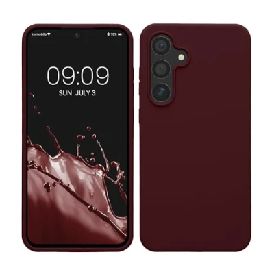 Abbildung von kwmobile Hülle kompatibel mit Samsung Galaxy S24 FE Silikon Handy Case Handyhülle weiche Oberfläche kabelloses Laden Bordeaux Violett