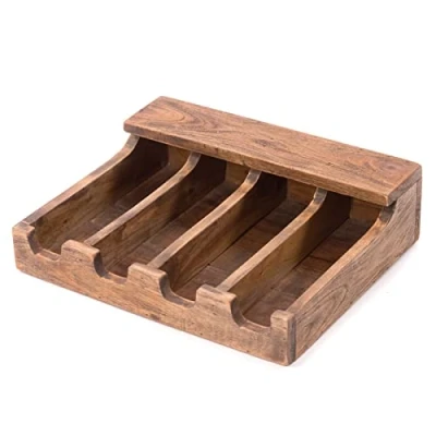 Abbildung von DESIGN DELIGHTS Holz BESTECKKASTEN Palu Mahagoni/Teak, 36x30 cm (BxT) Besteckkiste, Küchenorganizer, Holzkiste, Aufbewahrungskiste, rustikale Sortierkiste