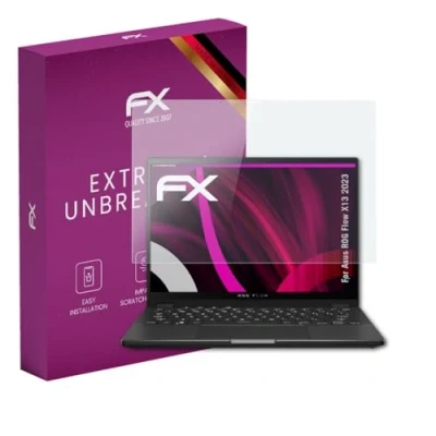 Abbildung von atFoliX Glasfolie kompatibel mit Asus ROG Flow X13 2023 Panzerfolie, 9H Hybrid Glass FX Schutzpanzer Folie