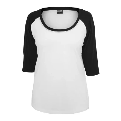Abbildung von Urban Classics Ladies 3/4 Contrast Raglan TEE Tshirt print, Damen, Größe: Small, White/black