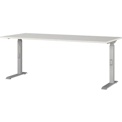 Abbildung von Germania Schreibtisch 7912 583, in Lichtgrau/Silber, me. höheneinst., 180 x 91 80 cm (BxHxT)