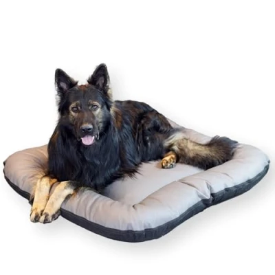 Abbildung von 4L Textil Ella Hundebett große Hunde Kunstleder Wasserfestes XXL Hundekissen Hundematratze (130x110 cm, Grau)