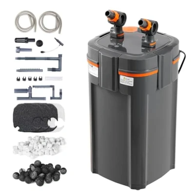 Abbildung von VEVOR Aquariumfilter 317GPH, 4 stufiger Kanisterfilter 378,5 L, extrem leiser interner mit UV Schutz, tauchfähiger Powerfilter mehreren Funktionen für Aquarien, 12 W