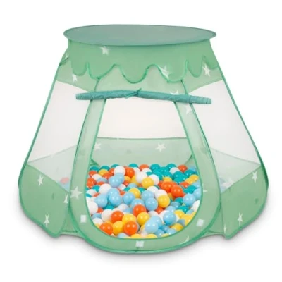 Abbildung von Selonis Baby Spielzelt Mit Plastikbällen Zelt 105X90cm/200 Stück Bälle Plastikkugel Kinder, Minze:Weiß/Gelb/Orange/Babyblue/Türkis