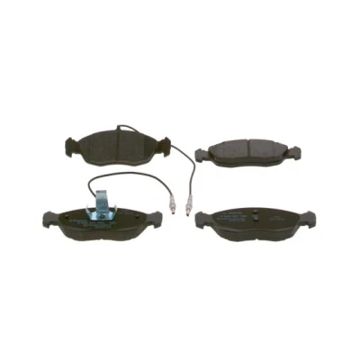 Abbildung von BOSCH 0 986 461 764 Bremsbelagsatz Low Metallic mit integriertem Verschleißsensor Anti Quietsch Blech, Kolbenclip PEUGEOT: 306 Cabrio