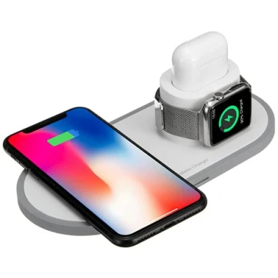 Abbildung von 2Pace 3 in 1 QI Charger 10W Ladestation für Apple Watch iPhone 12 Pro XS (Stück, Airpods Anschluss,Apple Anschluss)