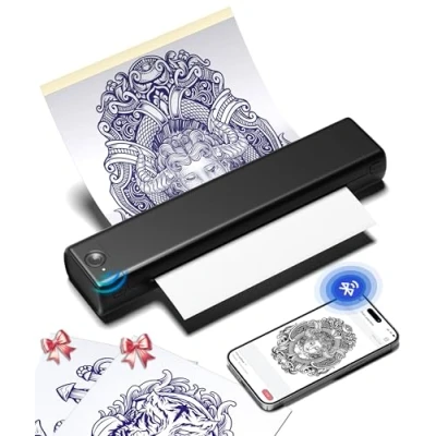Abbildung von Phomemo M08F Tattoo Drucker, Stencil Drucker Schablonendrucker mit 10pcs Transferpapier, Thermodrucker Kompatibel Phone Tablet PC für Künstler und Anfänger, Schwarz