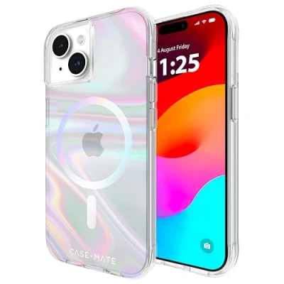 Abbildung von Case Mate Soap Bubble Mag Safe Schutzhülle kompatibel mit Apple iPhone 15/14/13 Hülle Regenbogen (Farbwechsel Effekt, 3 m Fallschutz, Integrierter Ring) Transparent/Schillernd