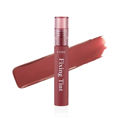 Abbildung von ETUDE Fixierfarbe #06 Soft Walnut (23AD) Langanhaltender hochpigmentierter flüssiger Lippenstift Wasserfester, leichter Lippenfleck mit mattem Finish Vollständige Abdeckung