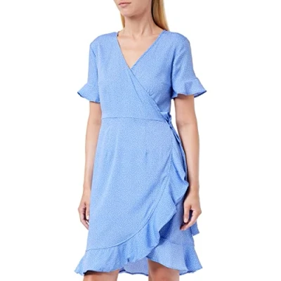 Abbildung von ONLY Onlolivia WRAP Dress Freizeitkleid, Damen, Größe: 36, Blue bonnet