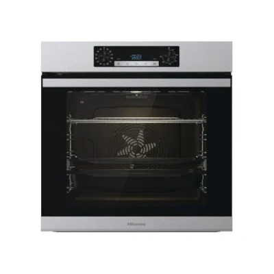 Abbildung von Hisense SteamAdd BSA65226PX Multifunktions Backofen Vertiefung XXL 77 l, Pyrolyse, 13 Funktionen, 3 Programme mit Dampf, Pizza Funktion 300 C, AirFry, Edelstahl, Klasse A+
