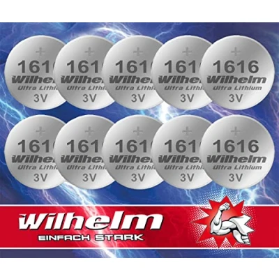 Abbildung von 10 x CR1616 CR 1616 WILHELM Lithium Knopfzelle 3V 55mAh ø16 1,6 mm Batterie DL1616
