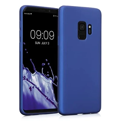 Abbildung von kwmobile Case kompatibel mit Samsung Galaxy S9 Hülle Schutzhülle aus Silikon metallisch schimmernd Handyhülle Metallic Blau