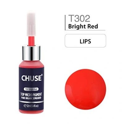 Abbildung von CHUSE T302 Helle rote Microblading Mikropigment dauerhafte Make uptätowierungs Tinten Kosmetik Farbe ging SGS, DermaTest 12ml (0.4fl.oz)