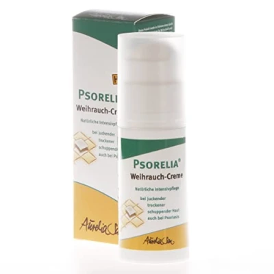 Abbildung von Weihrauch Creme Psorelia 50 ml zur täglichen Intensivpflege bei juckender, trockener oder schuppender Haut auch therapiebegleitend Psoriasis