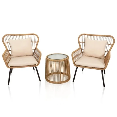 Abbildung von Lycce Balkonmöbel Gartenmöbel Sitzgruppe Garten Balance Poly Rattan beige 3er Set
