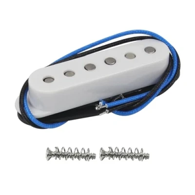 Abbildung von FLEOR Single Coil Tonabnehmer Alnik 5 ST Mittelgitarren versetzt für SQ E Gitarre, weiß