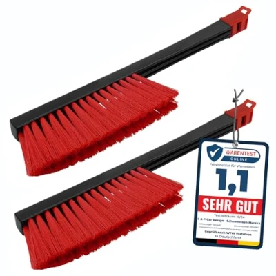 Abbildung von [ 2 Stück ] Schneebesen Auto Besen Schnee Winter Murska lackschonend Schneebürste Schneefeger Feger Bürste aus Finnland (2x L&amp;P A059 Schwarz Rot)
