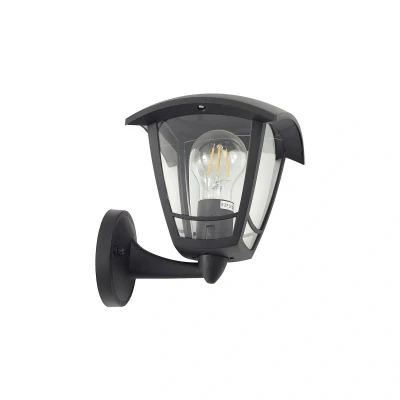 Abbildung von Lindby Außenwandlampe Isidoro, schwarz, Laterne, Kunststoff