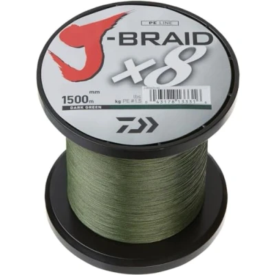 Abbildung von Daiwa J Braid X8 0.06mm 1500m d.green Geflochtene Schnur