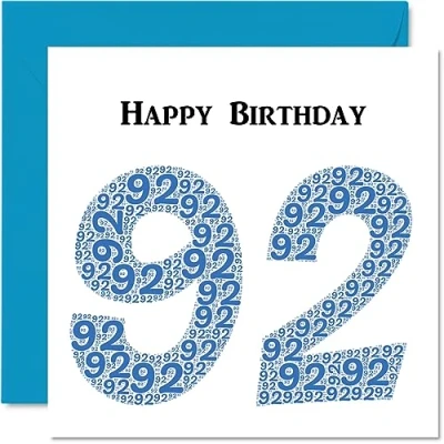 Abbildung von lustige Geburtstagskarte zum 92. Geburtstag für Männer Shapecloud Happy Birthday Karte Großvater, Oma, Vater, Mutter, 145 mm x Grußkarten,