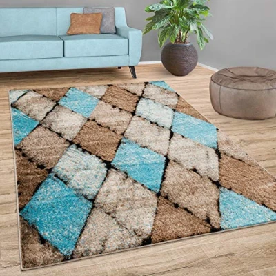 Abbildung von Paco Home Teppich &quot;Metro 167&quot;, rechteckig, Kurzflor, modernes Rauten Muster, ideal Wohnzimmer &amp; Schlafzimmer